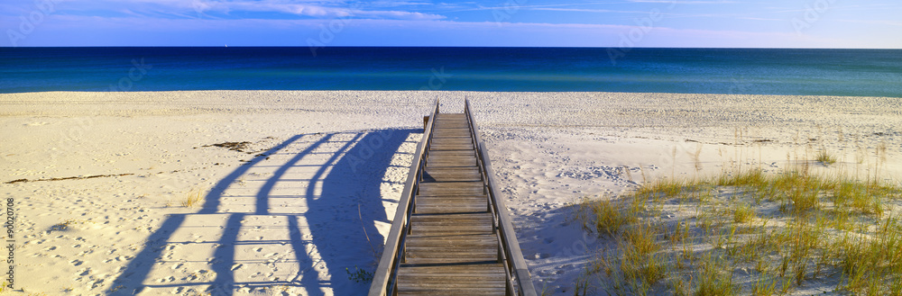 Pathway and sea oats on beach at Santa Rosa Island near Pensacola, Florida