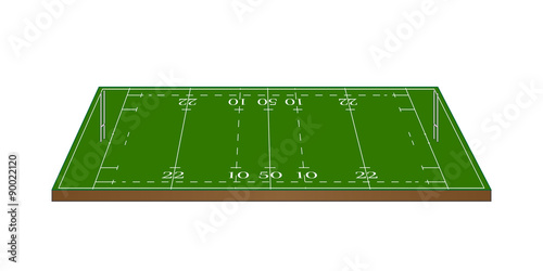 Rugby Union Field 3D with Goalposts