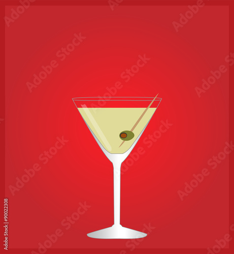 Minimalist Drinks List with Martini Red Background EPS10