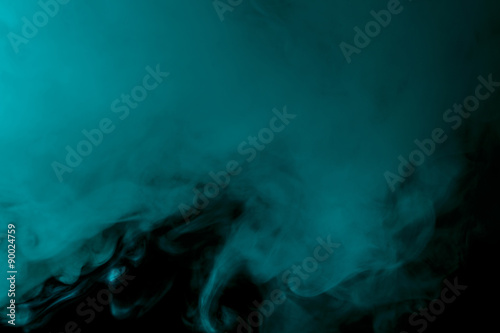 Abstract aquamarine hookah smoke on a black background.