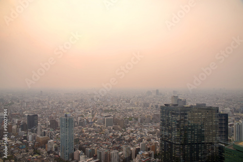 Cityscape of Tokyo, the view from free observator of Tokyo Metro