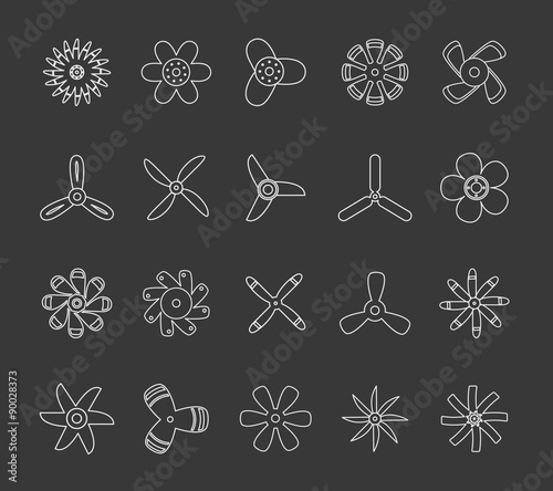 Vector line fans and propellers icons