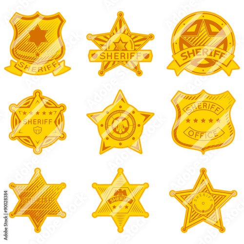 Golden sheriff star badges