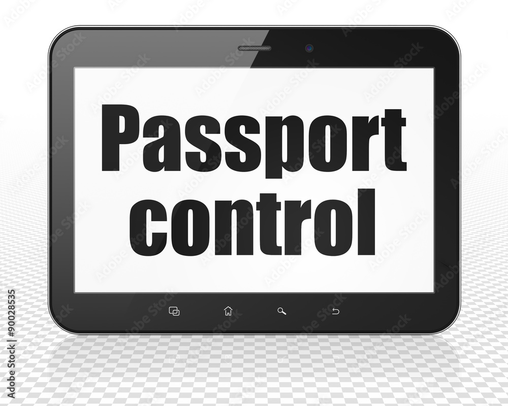 Travel concept: Passport Control on Tablet Pc Computer display