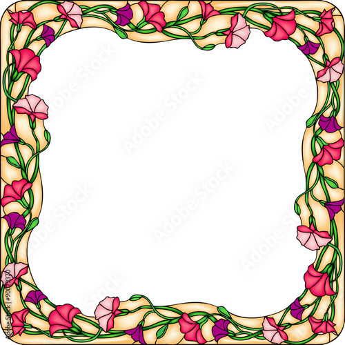 Floral composition or frame, stained glass window