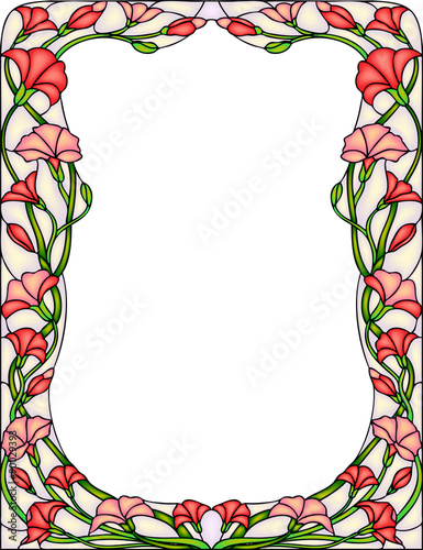 Floral composition or frame, stained glass window