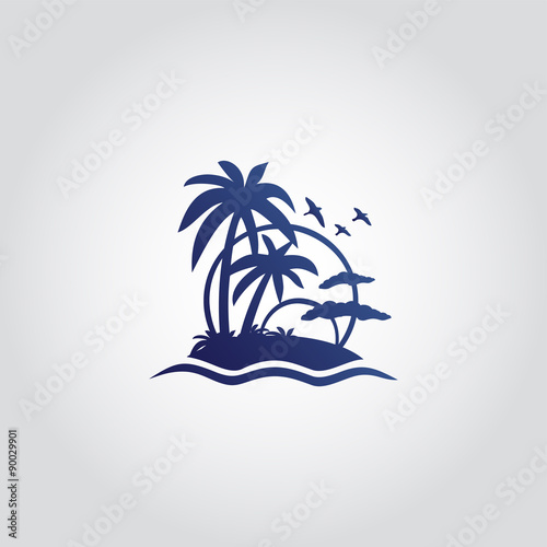 Tropical island / holiday icon, design element, vector illustration