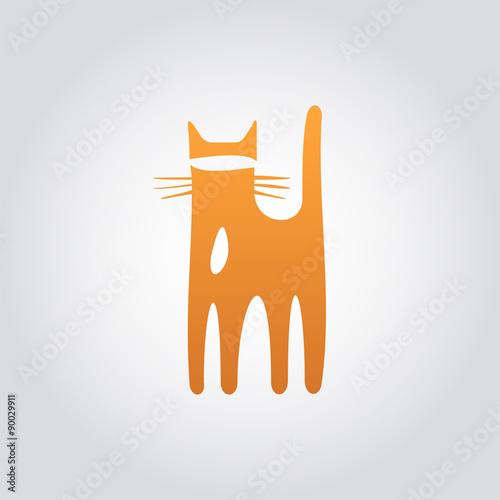 Red cat icon, design element, vector illustration