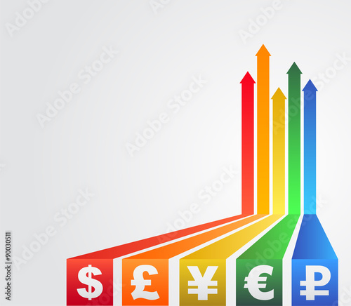 Currency chart, rainbow vector, icon