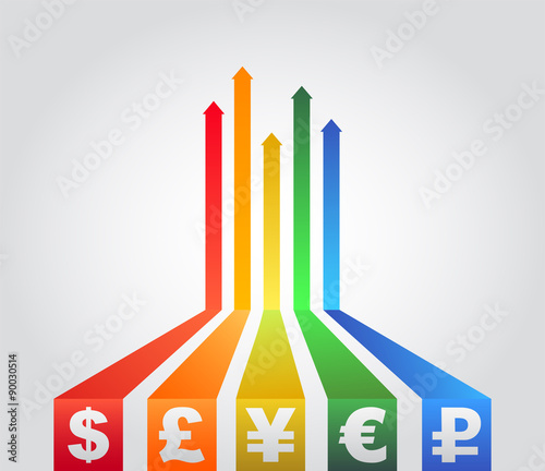 Currency chart, rainbow vector, icon