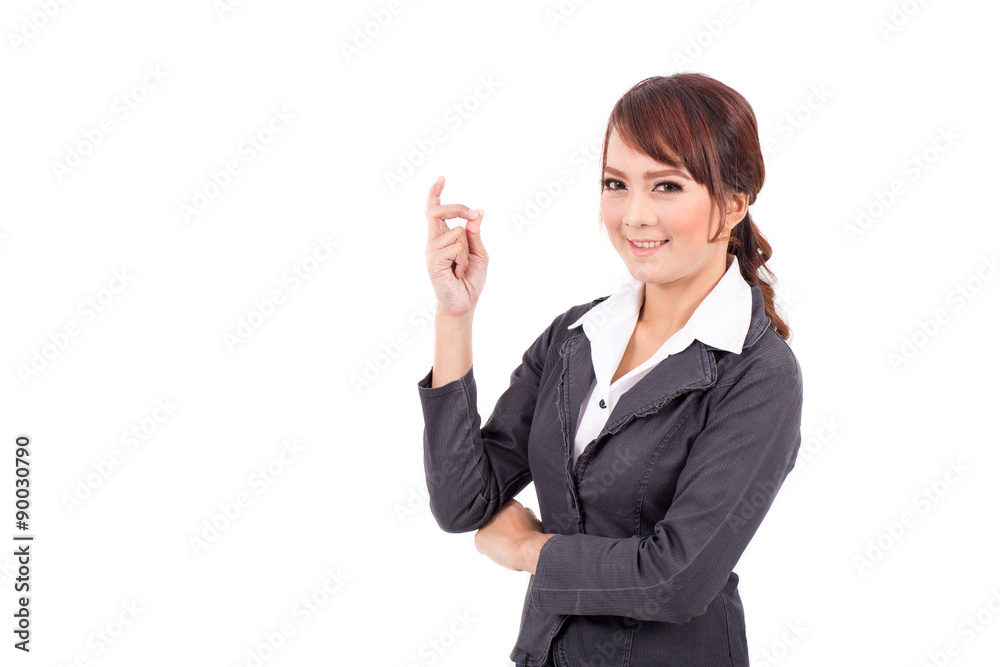 Portrait of a young attractive confident business woman, success, yes, ok, bingo Portrait of a young attractive confident business woman, success, yes, ok, bingo