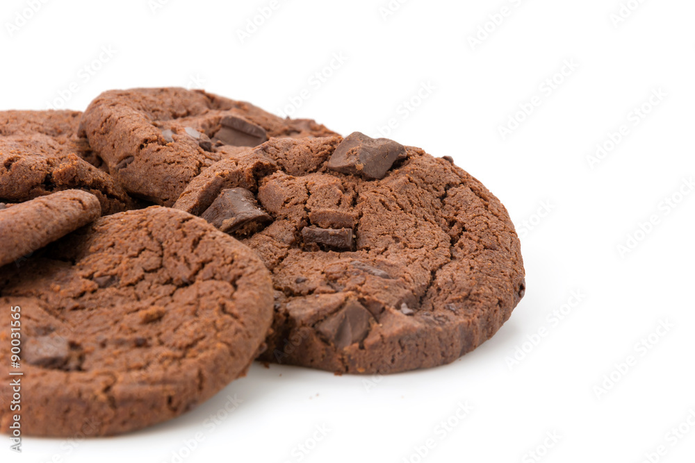 soft dark chocolate brownie cookies on white soft dark chocolate brownie cookies on white