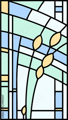 Abstract design, stained glass window, vector