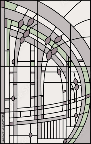 Abstract design, stained glass window, vector