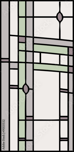 Abstract design, stained glass window, vector