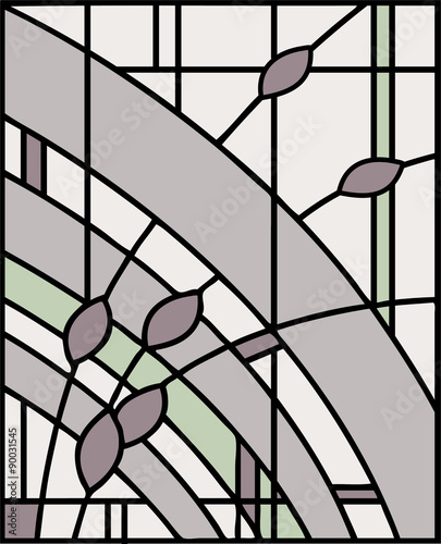 Abstract design, stained glass window, vector