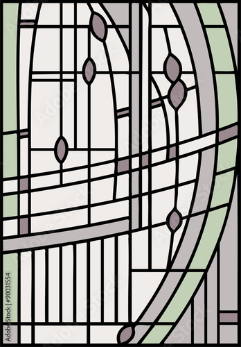 Abstract design, stained glass window, vector