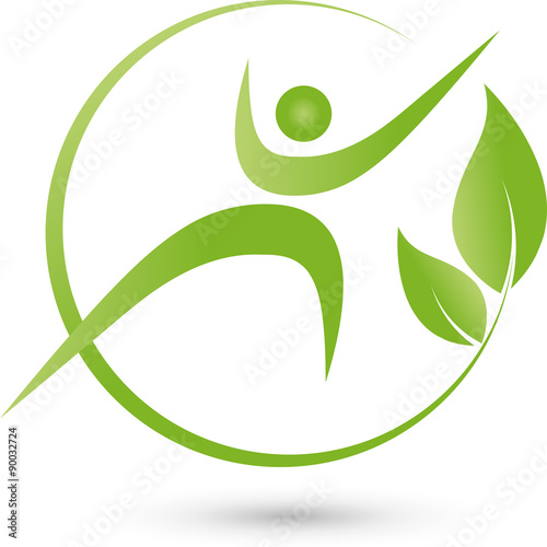 Person in Bewegung, Logo, Blätter, Mensch