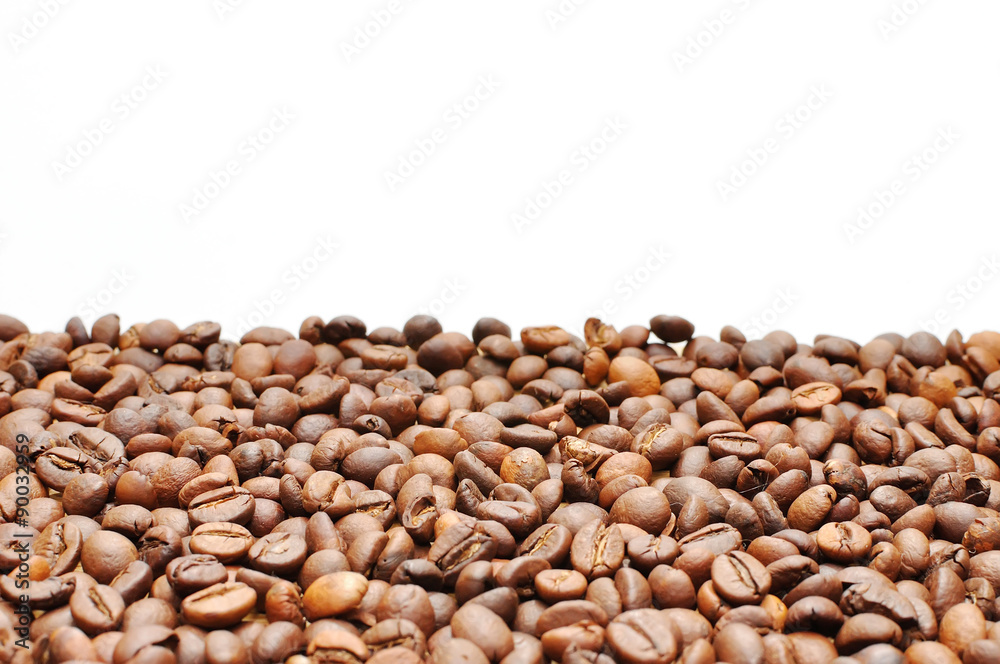 Coffee grains on a white background Coffee grains on a white background