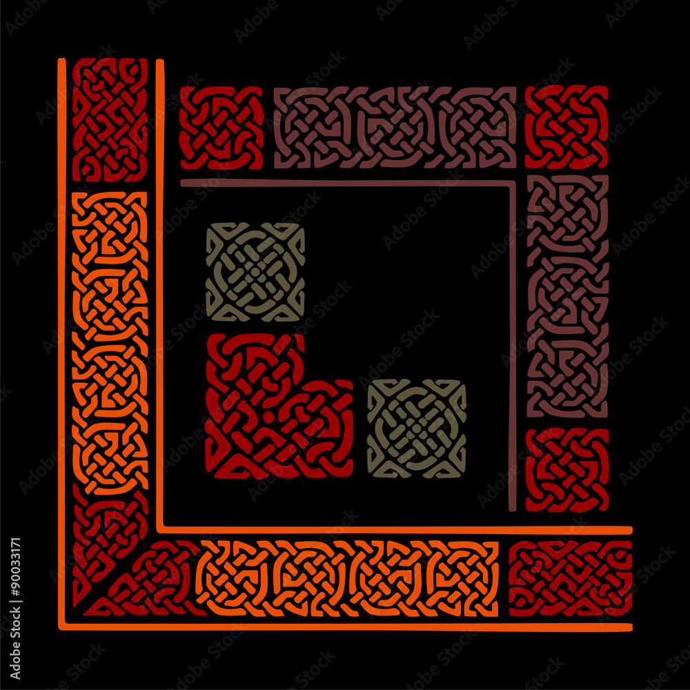 Obraz premium Celtic knot frame and design elements, vector illustration