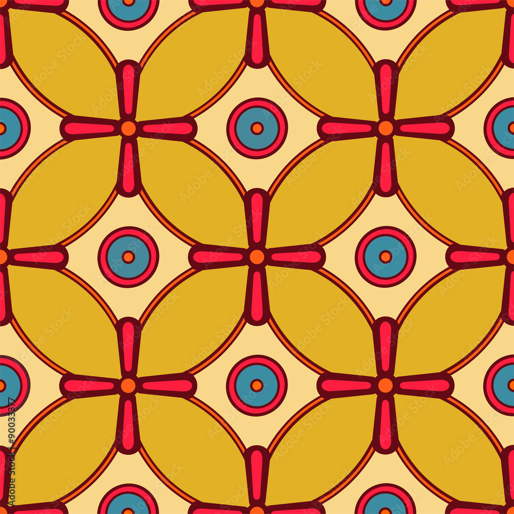 Fototapeta premium Vintage seamless pattern vector, 70's style