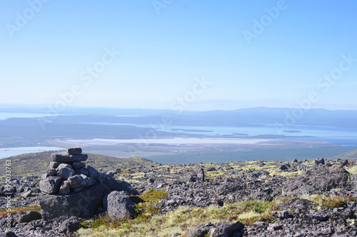 Panorama of mountains and lakes of the Kola Peninsula