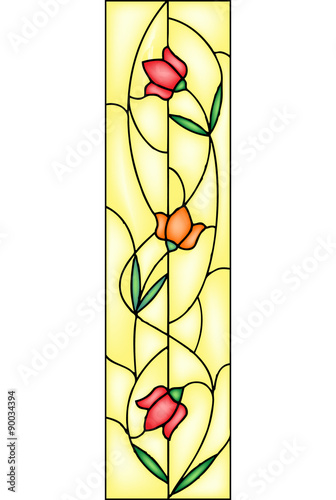 Fototapeta Naklejka Na Ścianę i Meble -  Tulip, stained glass window, vector