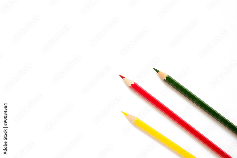Naklejka premium Color pencils on white background