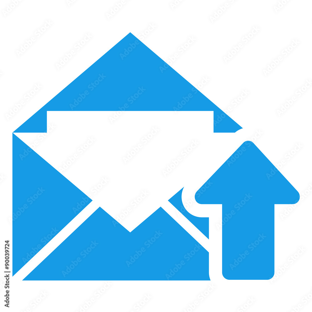 Icono sobre con simbolo subir azul Icono sobre con simbolo subir azul