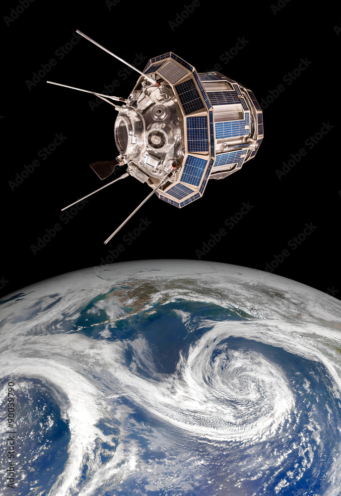 Fototapeta premium Space satellite over the planet earth