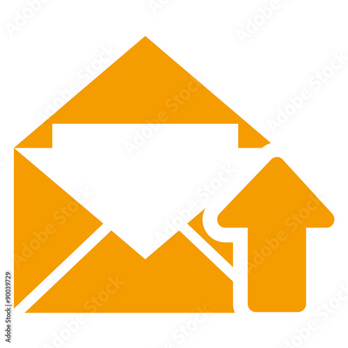 Icono sobre con simbolo subir naranja