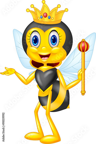 Cartoon queen bee presenting
