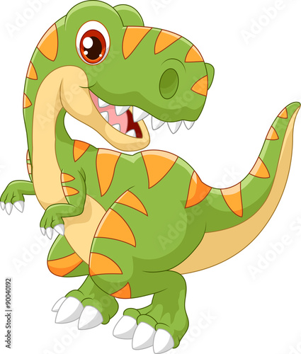 Cartoon dinosaur tyrannosaurus look to the side