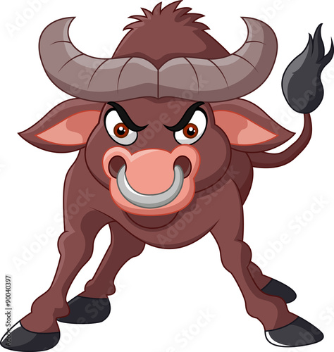 Angry bull with strong power