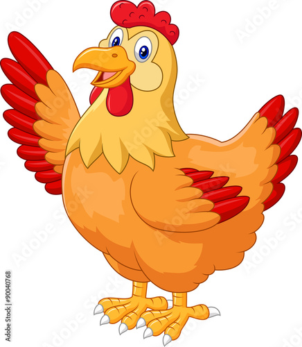 Leinwand Poster Chicken hen waving hand