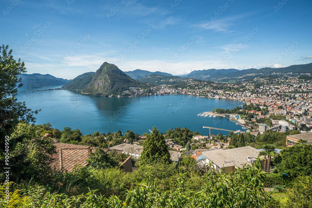 Panoramic view of Lugano, Ticino canton, Switzerland