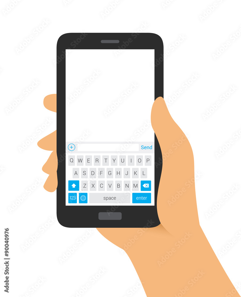 Hand Holding Phone with Keyboard Hand Holding Phone with Keyboard