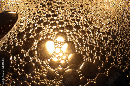 Fluorescent tubes illuminated bubbles mineral spring