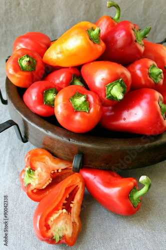 Red pepper lying on a platter..
