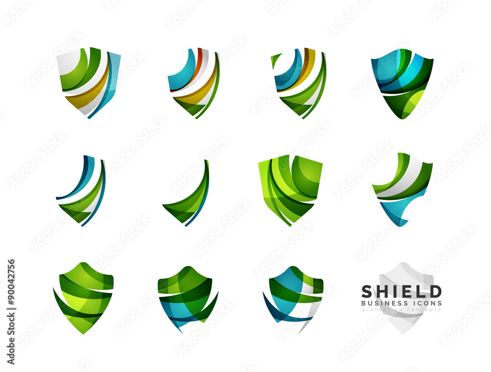 Set of protection shield logo concepts Set of protection shield logo concepts