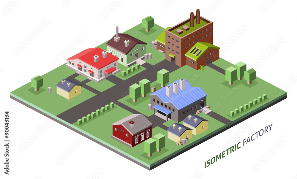 Isometric factory buildings Isometric factory buildings