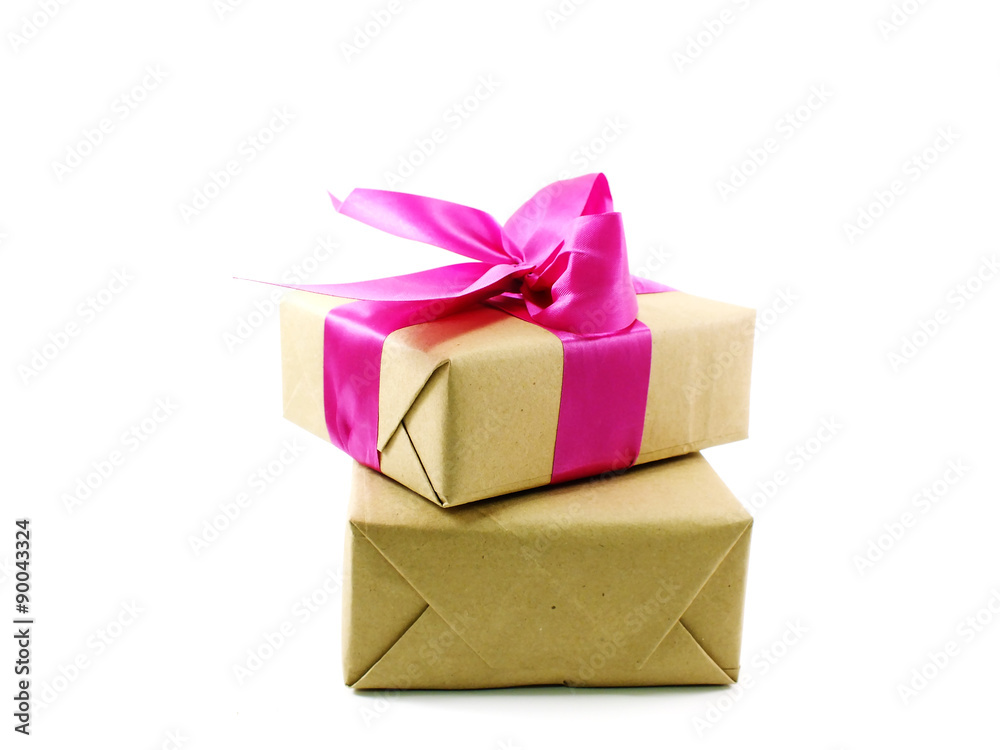 gift box wrapped in recycled paper with ribbon bow gift box wrapped in recycled paper with ribbon bow