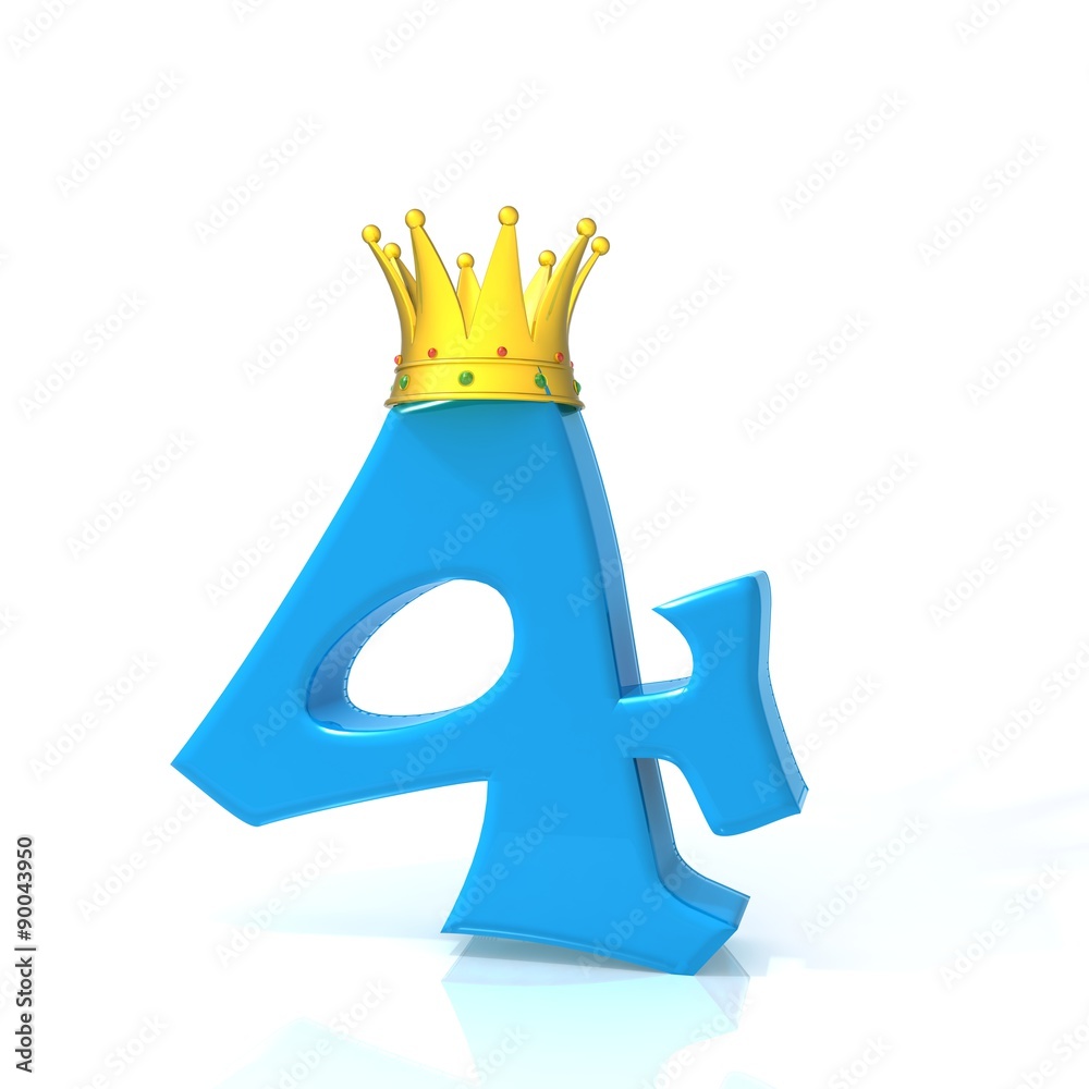 Number four with gold crown Stock Illustration | Adobe Stock