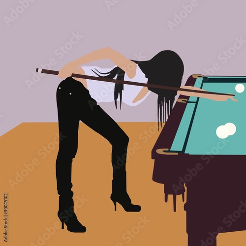 girls playing billiards