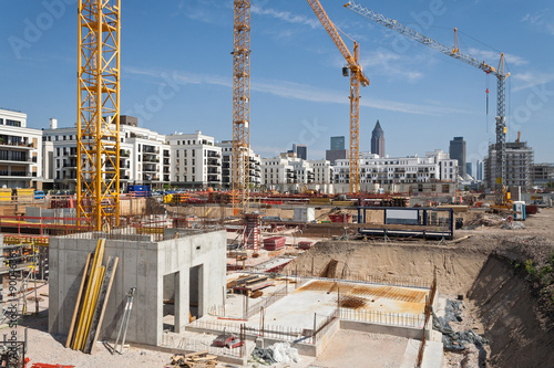Construction site in a new district of Frankfurt Europaviertel