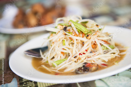 "Som Tum" spicy papaya salad Thai food