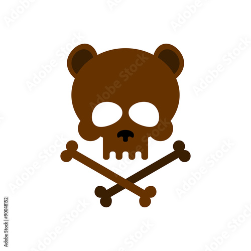 Cute bear skull with bones. Honey bear  good skeletons head, kin