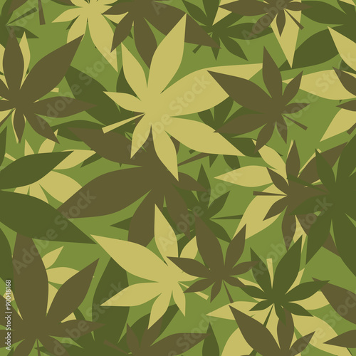 Military texture of marijuana. Soldiers camouflage hemp. Army se