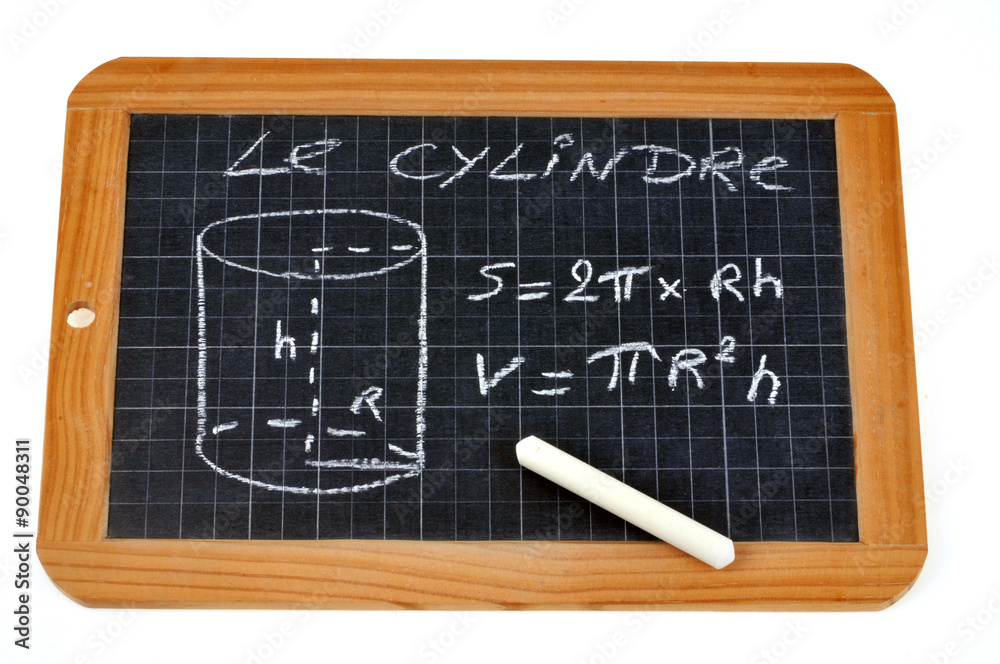 Ardoise avec formules du cylindre Ardoise avec formules du cylindre