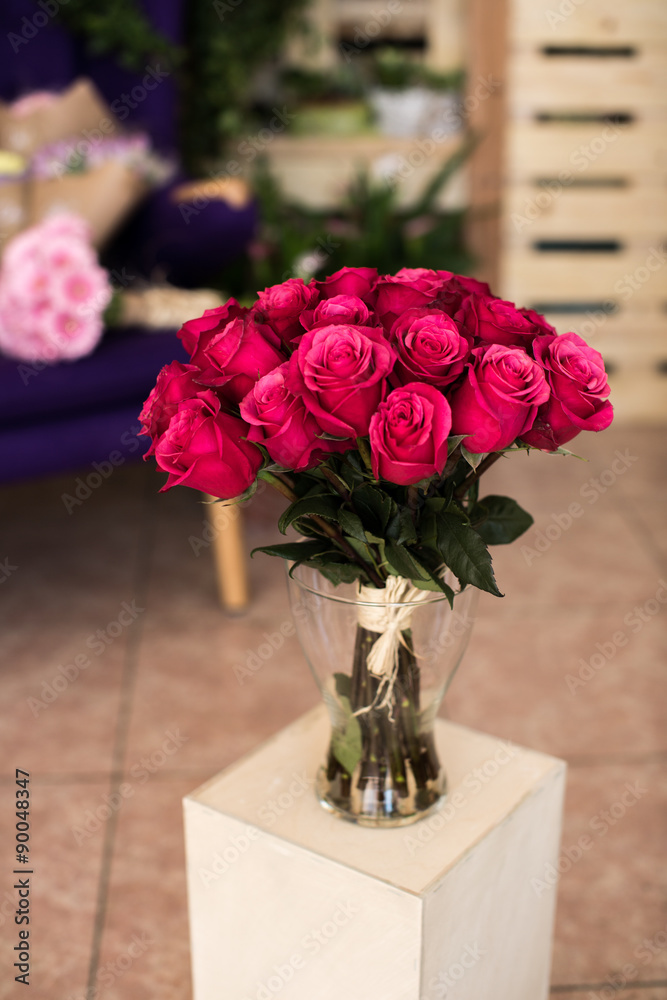 Bouquet of roses in a glass vase Bouquet of roses in a glass vase